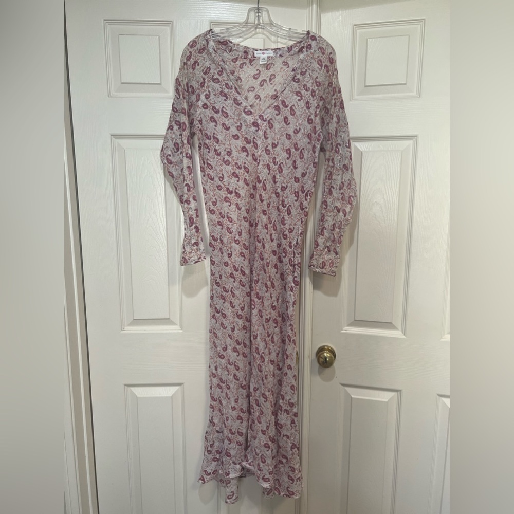 Kerry Cassill Floral pink/Blush metallic bias cut Lightweight‎ Maxi Dress